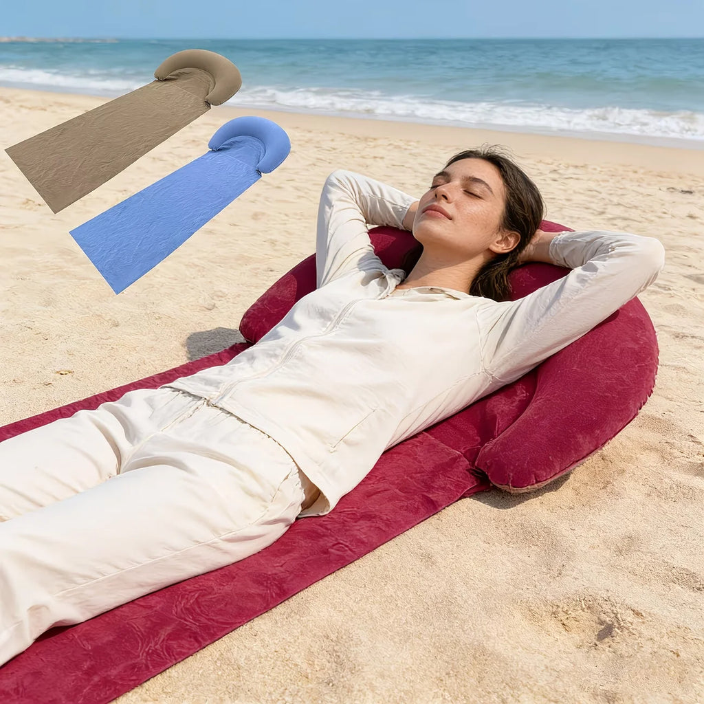 Beach Mat with Inflatable Headrest – Sand-Proof Foldable Camping & Picnic Mat