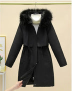 New Women Winter Jacket – Slim Long Coat with Big Fur Collar