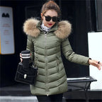 Women’s Winter Warm Fur Collar Parka – Elegant, Slim & Comfortable