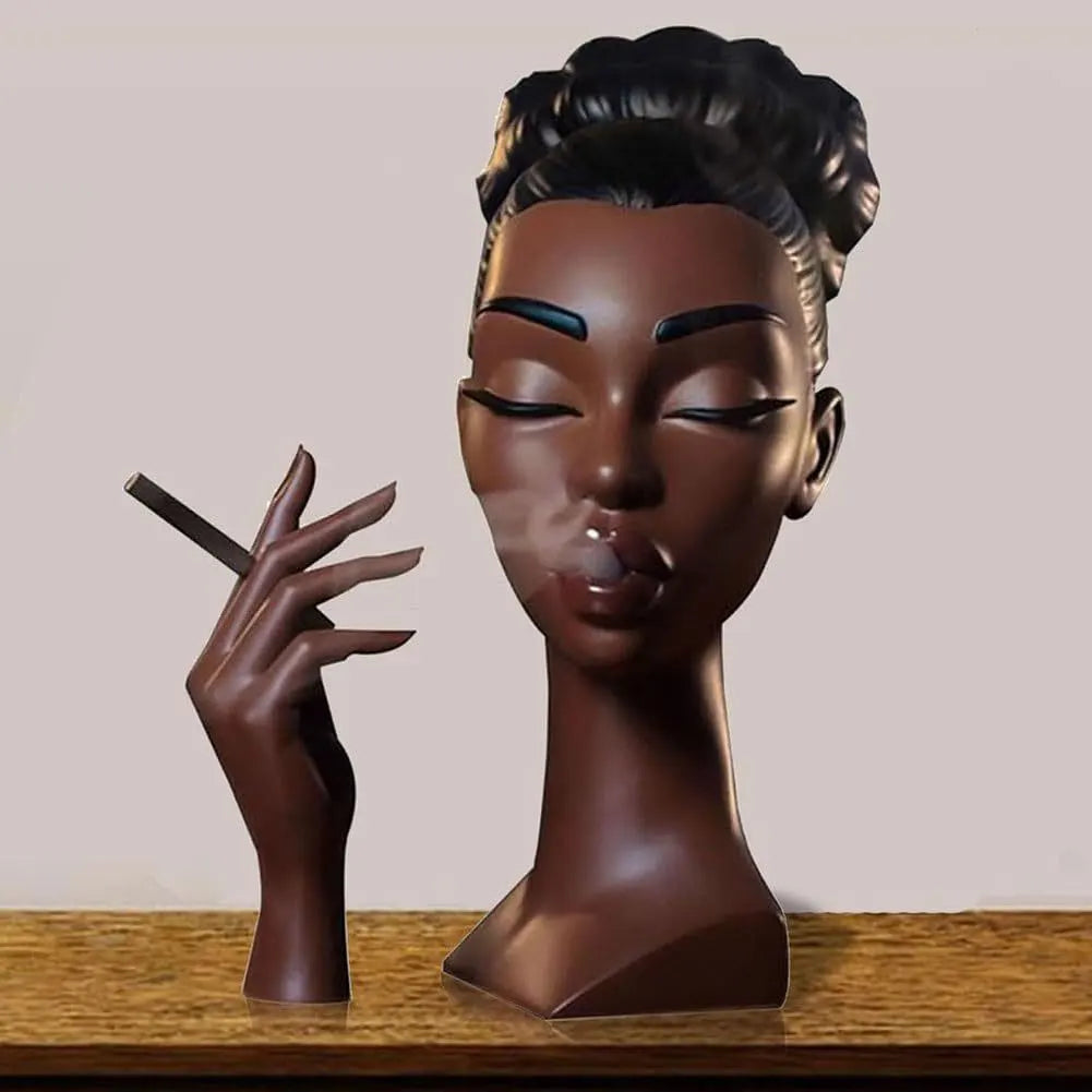 Black Woman Resin Head Incense Burner – Censer & Stick Holder for Home Décor
