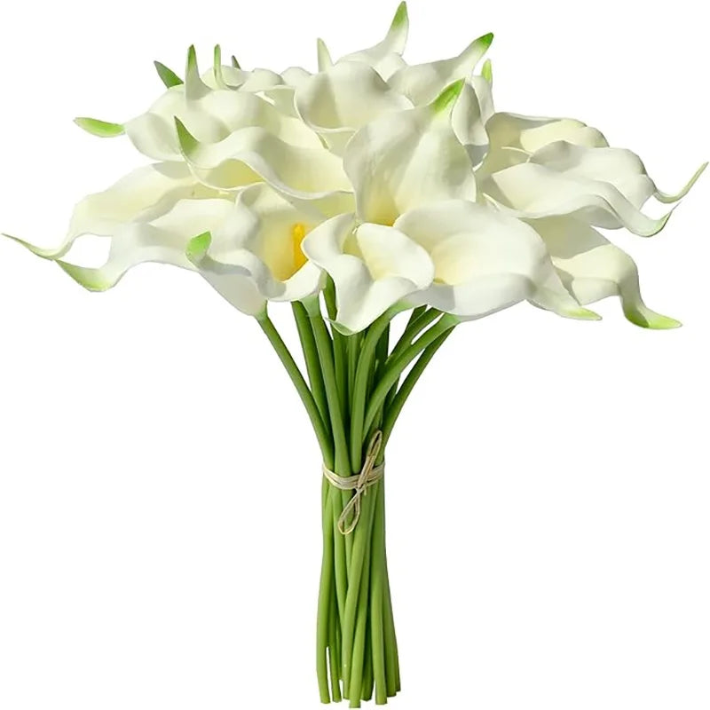 10 fleurs de lys calla artificielles – Bouquet artificiel en PU pour mariages, douches nuptiales et décoration intérieure