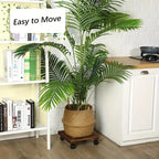 Solid wood thickened movable flower stand flower holder bonsai flower pot tray roller base stand with universal wheels