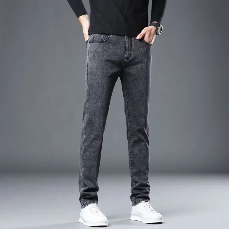 Autumn Summer Denim Jeans for Men – Straight Stretch Regular Fit