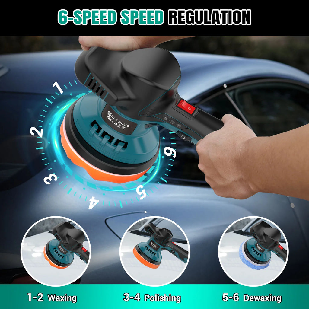 Cordless Car Buffer & Polisher Kit – Dual Battery Electric Polishing Machine with Variable Speed Control