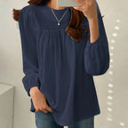 Fashion Elegant Solid Blouse for Women – Long Sleeve O-neck Casual Office Lady Top