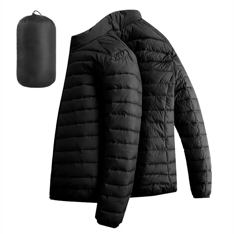 Men’s Lightweight Hooded Hiking Jacket – Waterproof Thermal Cotton Padded Winter Parka with Zip Pockets