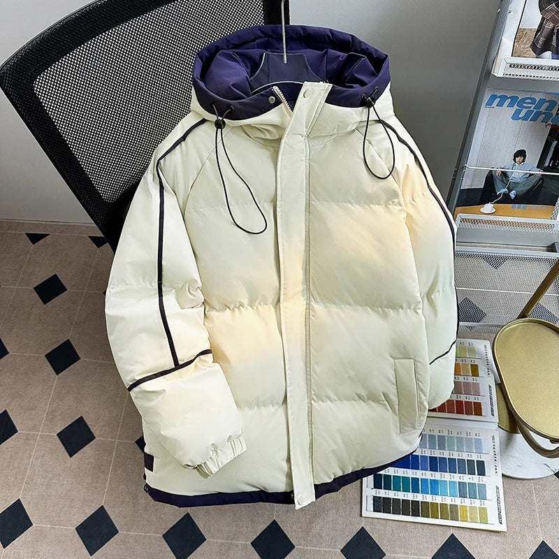 Men’s Winter Down Jacket – Thick Warm White Duck Down Puffer Coat with Hood, Windproof & Cold-Proof