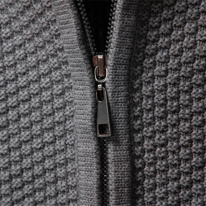 Men’s Woolen Jacket 2025 – European-Style Autumn Winter Knitted Cardigan Coat with Zipper