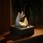 Tabletop Resin Water Fountain with LED Light – Indoor Zen Desk Decor Feature