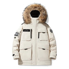 Men’s 90% White Duck Down Parka – Thick Warm Winter Coat with Detachable Fur Collar