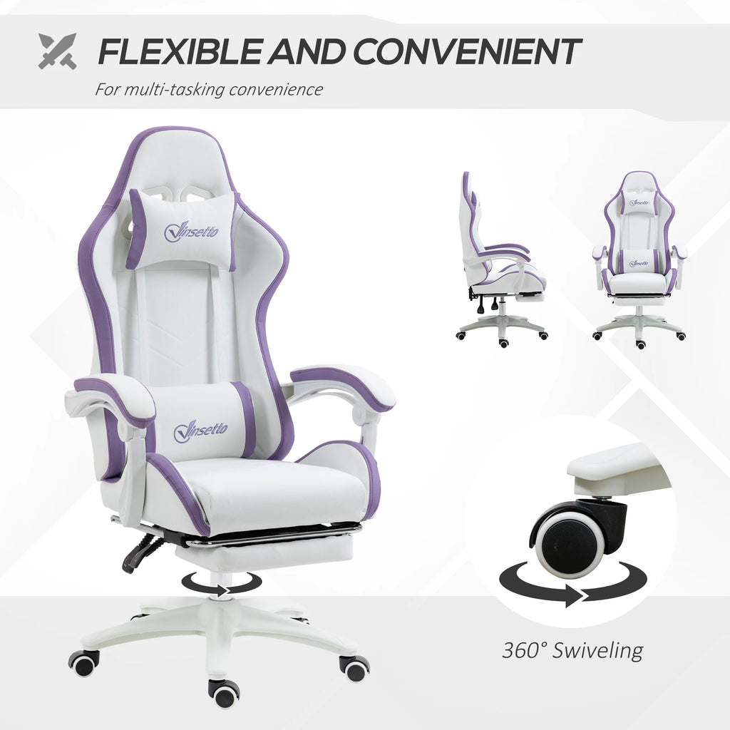 Chaise de gaming style course avec fonction d'inclinaison et repose-pieds