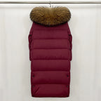 Reality Fur Over-the-Knee Puffer Jacket – Women’s Winter Coat with Raccoon Fur Hood