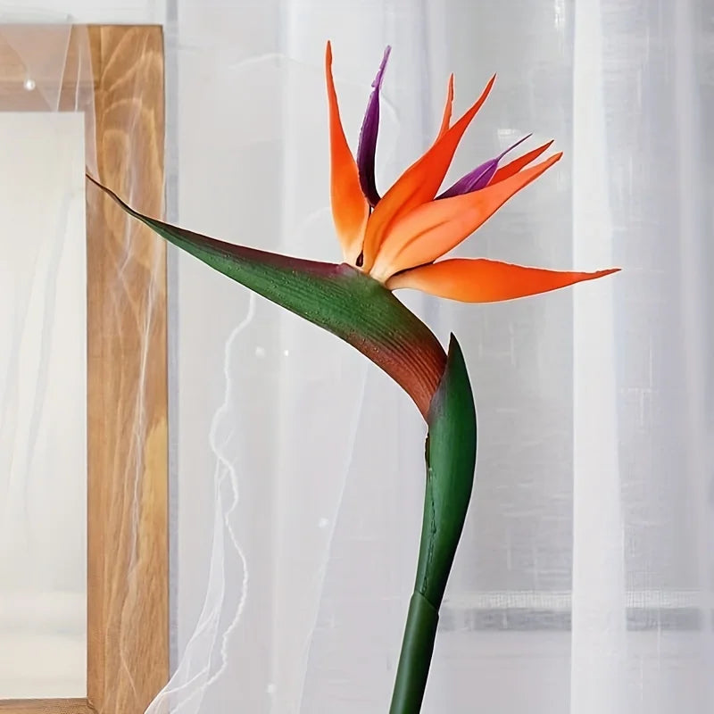 3 Pcs Fleurs artificielles d'oiseau de paradis – Bouquet décoratif de Strelitzia à longue tige