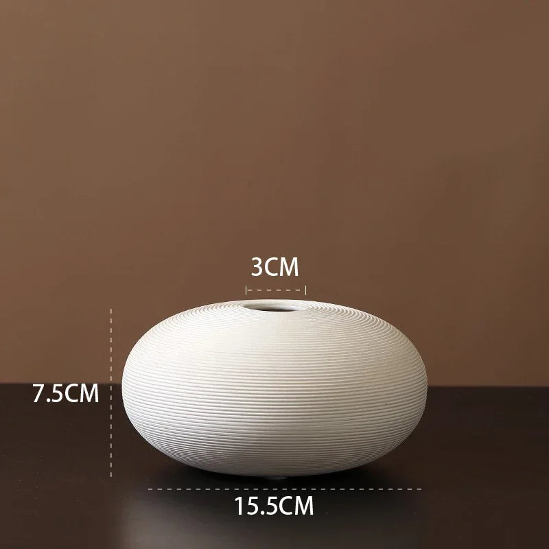 Minimalist Handmade Zen Ceramic Vase – Black & White Hand-Drawn Art for Living Room & Home Decor