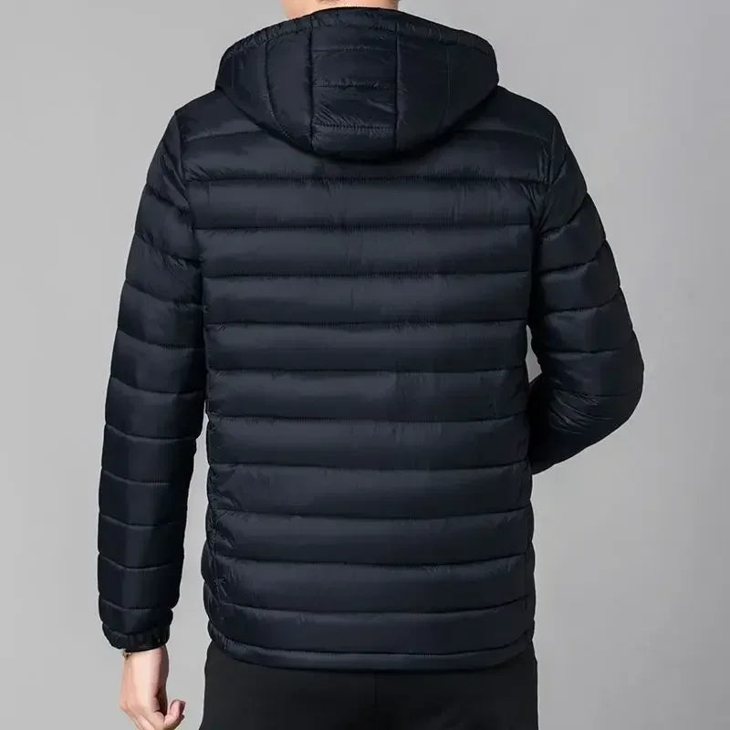 Men’s Winter Down Jacket – Lightweight Warm Puffer Coat with Hood, Casual Padded Parka