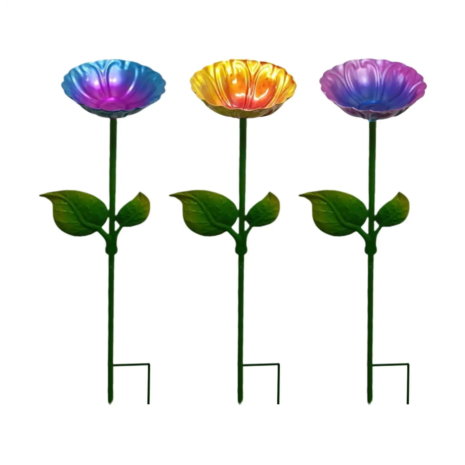 Bee Bath Colorful Bird Feeder Metal Stake – Decorative Bee & Hummingbird Watering Station for Garden, Patio & Yard
