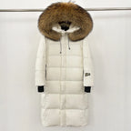 Reality Fur Over-the-Knee Puffer Jacket – Women’s Winter Coat with Raccoon Fur Hood