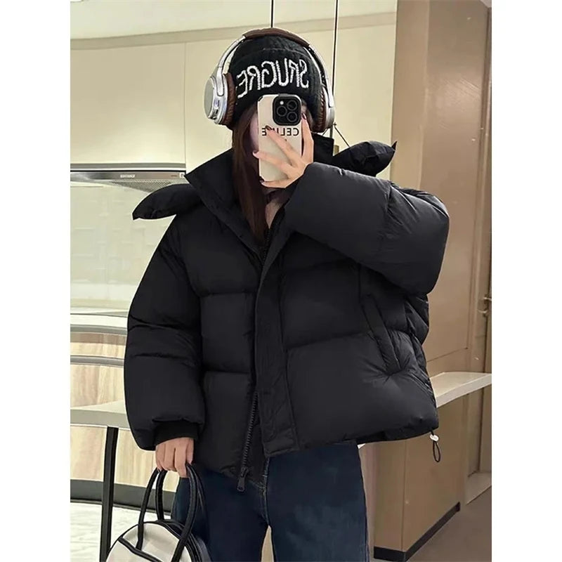 OKXGNZ Women’s Short Parka – Cropped Puffer Jacket with Hood