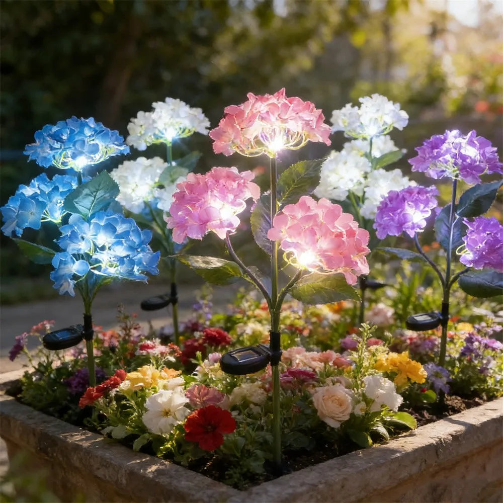 Lampes solaires d'extérieur à 3 têtes pour jardin – Lampe LED florale pour pelouse pour mariage, fête et décoration de vacances