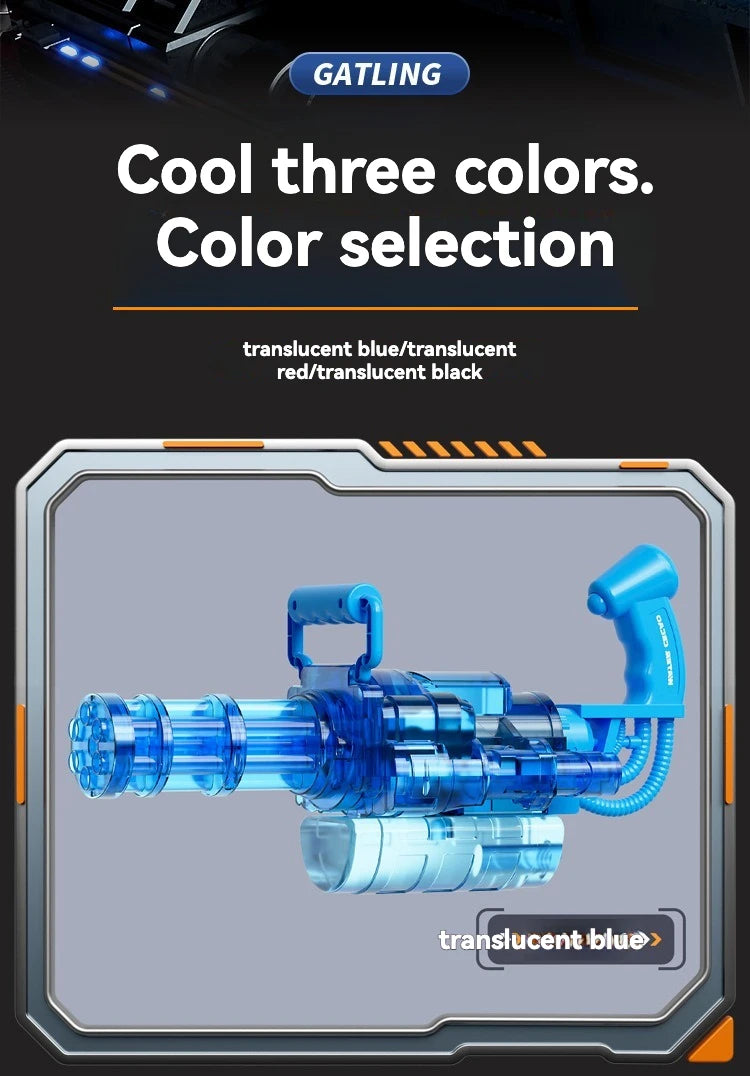 Rotating Spitfire Gatling Electric Water Gun – High-Pressure Continuous Pulse Water Blaster
