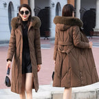 Women’s Long Winter Parka – Fur Collar Down Cotton Jacket