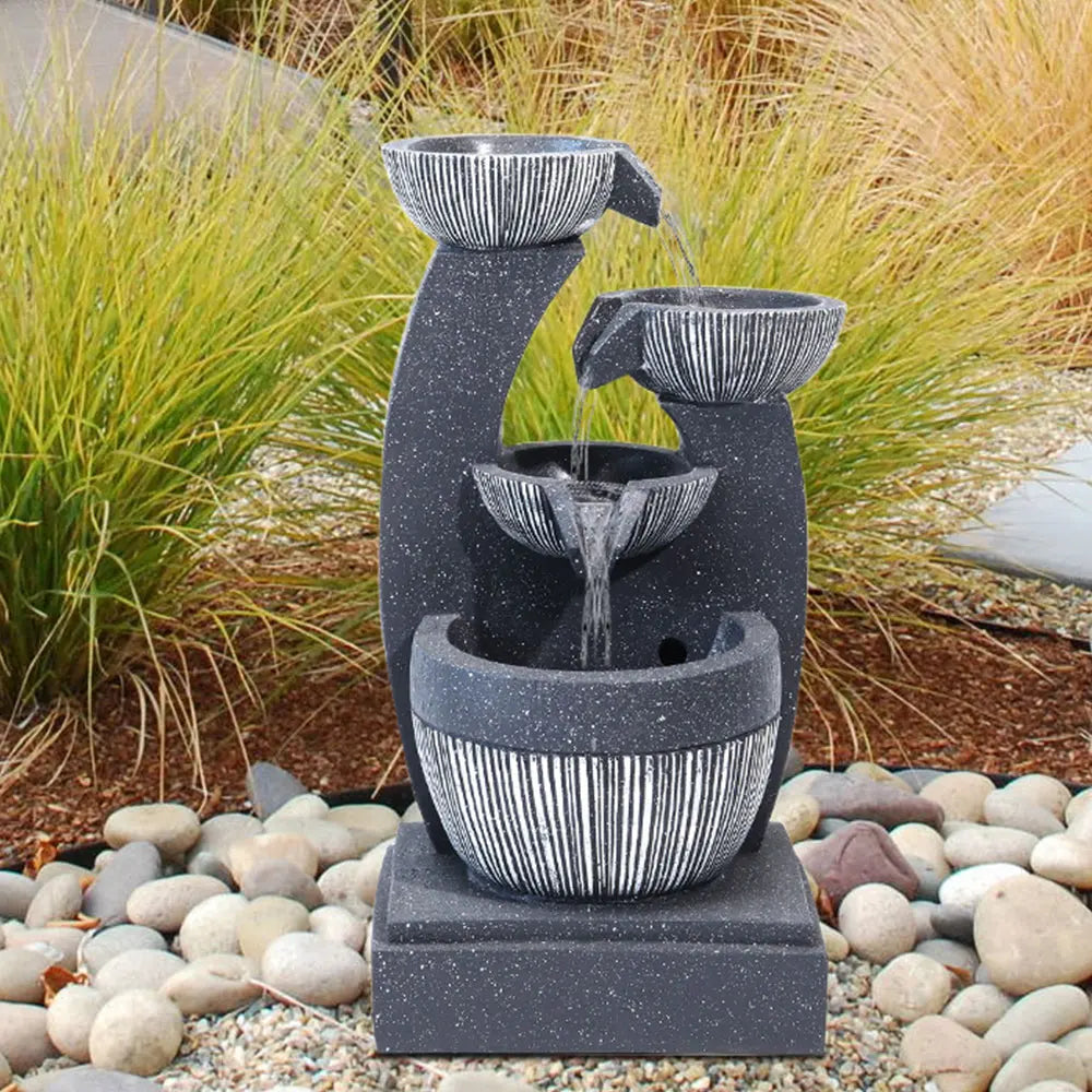 Tabletop Resin Water Fountain with LED Light – Indoor Zen Desk Decor Feature