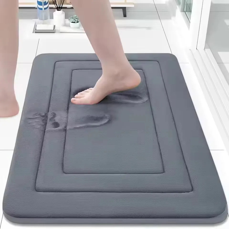 Thickened Super Absorbent Bathroom Floor Mat – Non-Slip Quick Dry Flannel Rug