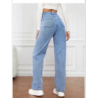 2000s Women’s High Waist Wide Leg Straight Jeans – Y2K Loose Fit Denim Trousers