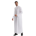 Saudi Islamic Muslim Men’s Jubba Thobe Dubai-Inspired Arab Robe with Zipper-Style Kimono Design