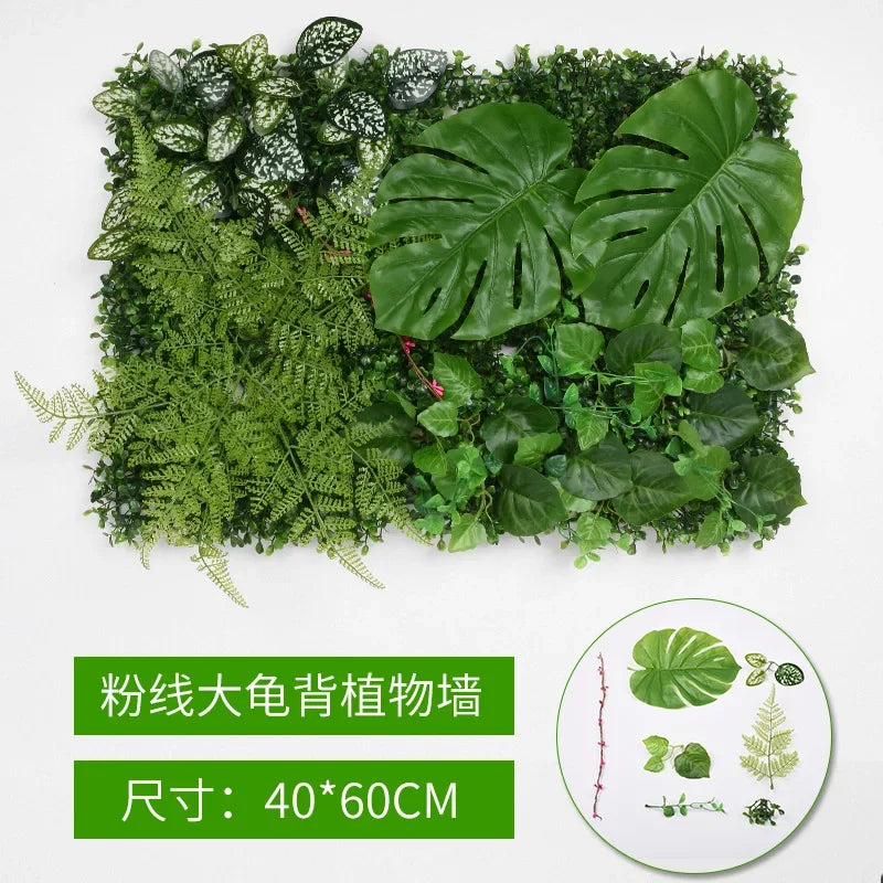 40X60cm 3D Artificial Green Plant Wall Panel – Realistic Grass Flower Wall Background Decor for Wedding, Garden & Outdoor Events