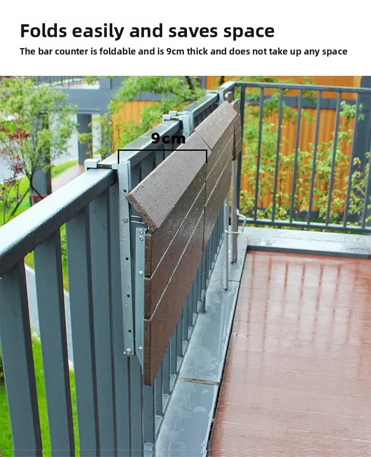 Space Saving Adjustable Height Folding Balcony Table – Hanging Railing Desk for Small Spaces