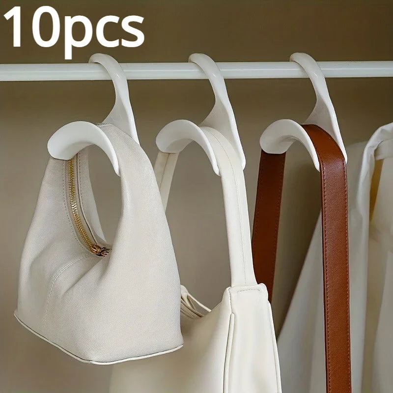 10pcs Space-Saving Hanger Hooks – Wardrobe Organizer for Bags, Scarves & Hats