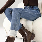 Winter Girls Chic Thermal Plush High Waist Jeans