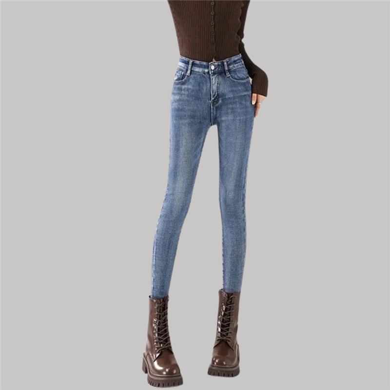 Winter Girls Chic Thermal Plush High Waist Jeans