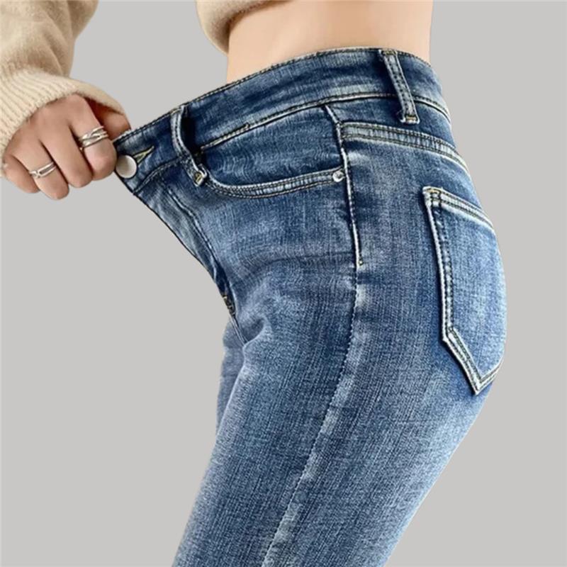 Winter Girls Chic Thermal Plush High Waist Jeans
