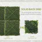 Outsunny 12PCS Artificial Boxwood Wall Panels – 50×50cm Faux Grass Privacy Fence Screen