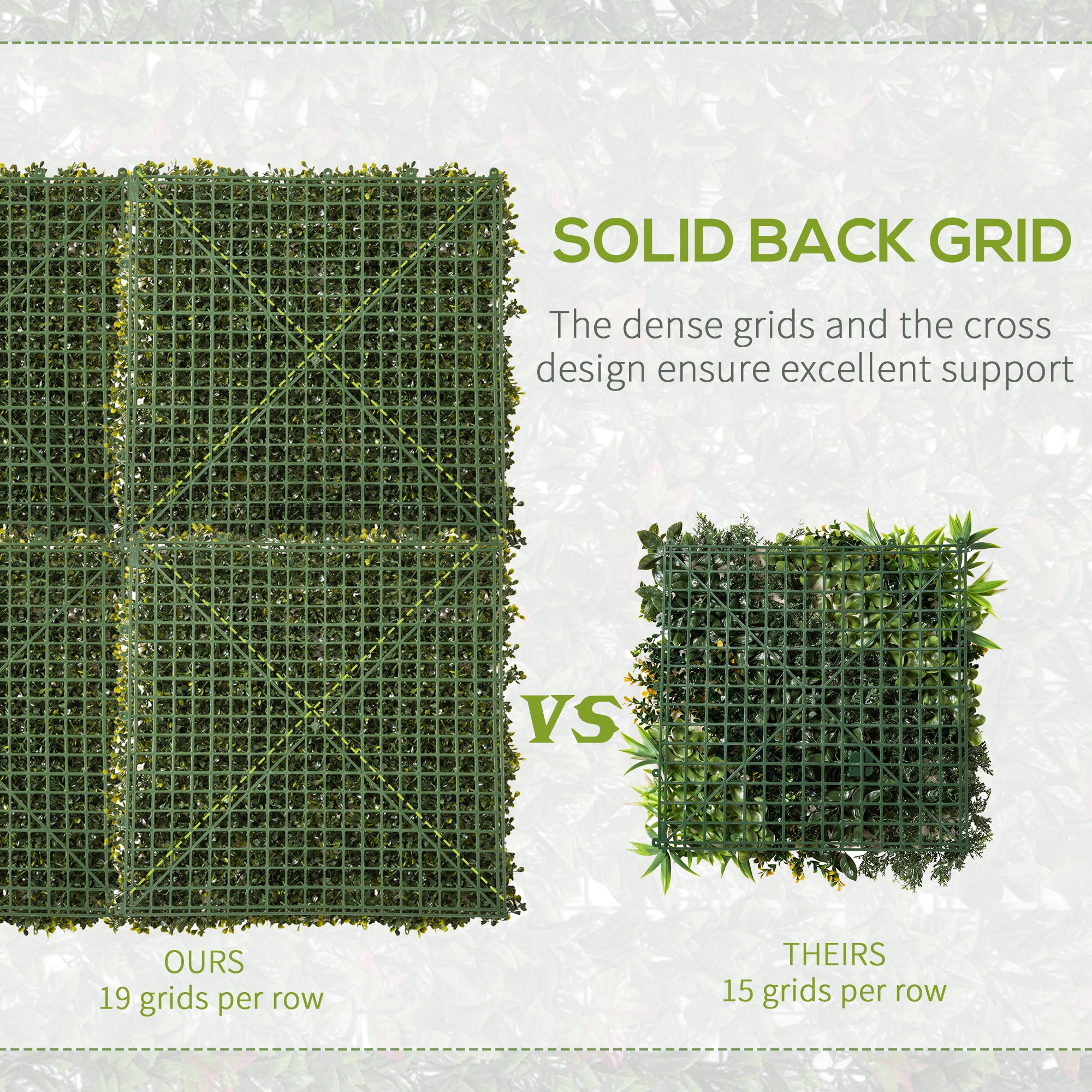 Outsunny 12PCS Artificial Boxwood Wall Panels – 50×50cm Faux Grass Privacy Fence Screen