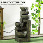 Outsunny 4-Tier Garden Water Feature – Adjustable Flow Stone Look Bowls