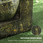 Outsunny 4-Tier Garden Water Feature – Adjustable Flow Stone Look Bowls