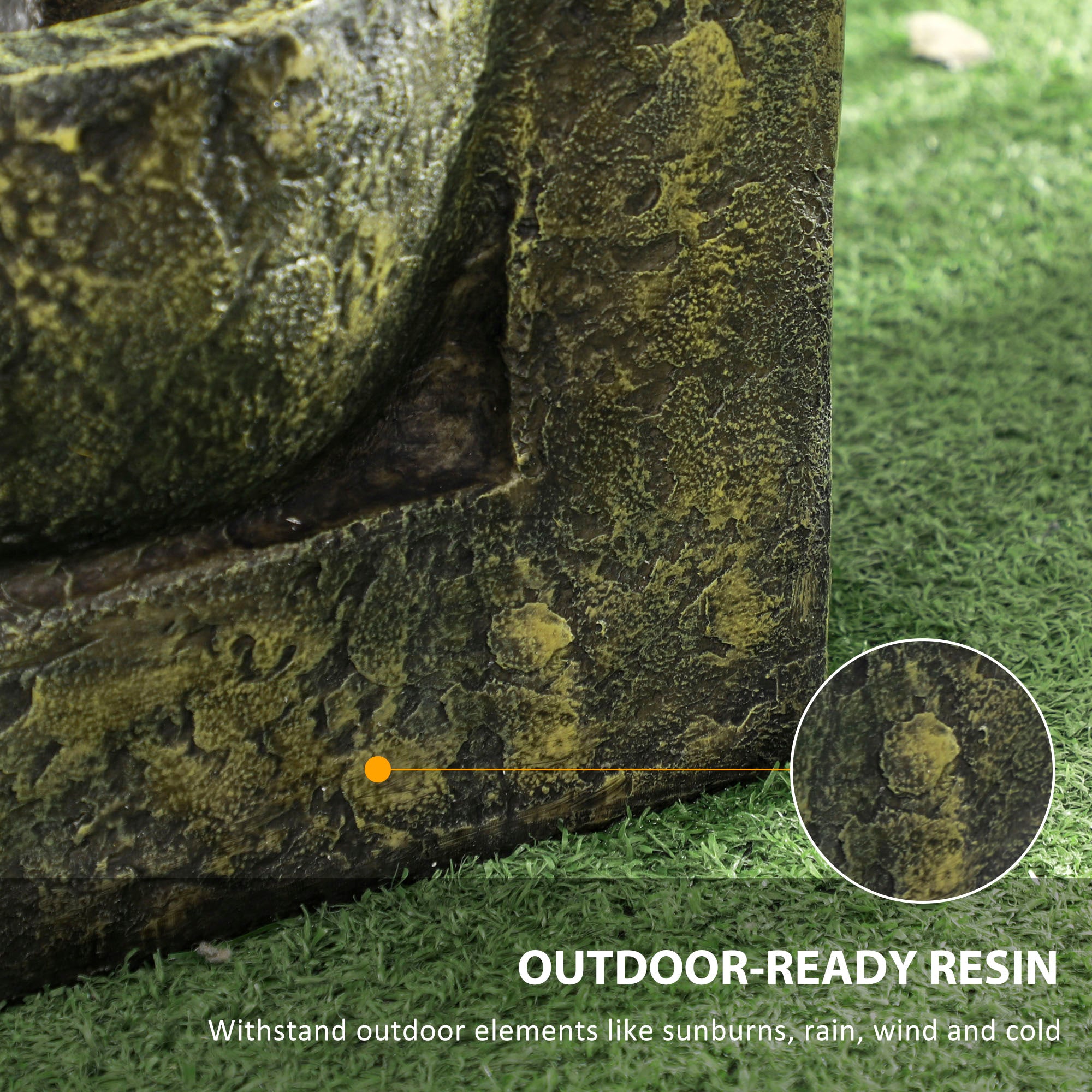 Outsunny 4-Tier Garden Water Feature – Adjustable Flow Stone Look Bowls