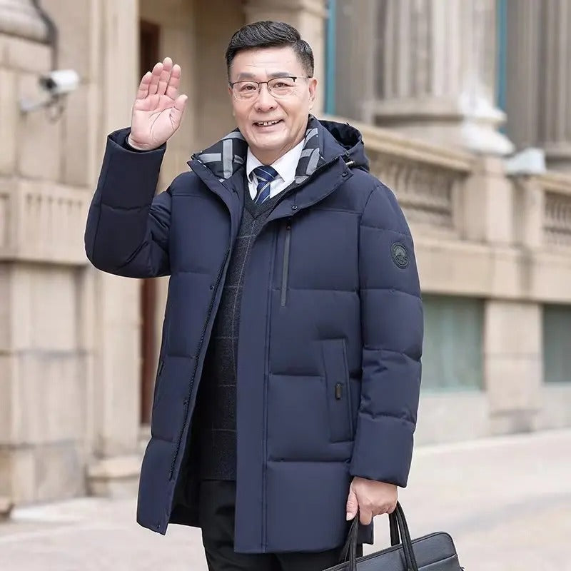 Men’s Hooded Parka – Thick Winter Cotton Jacket, Waterproof & Windproof Long Coat