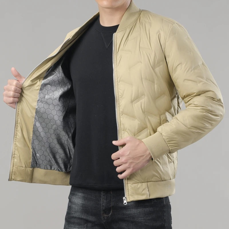 Men’s Winter Down Jacket – Lightweight Duck Down Puffer Coat with Stand Collar, Business Casual Style