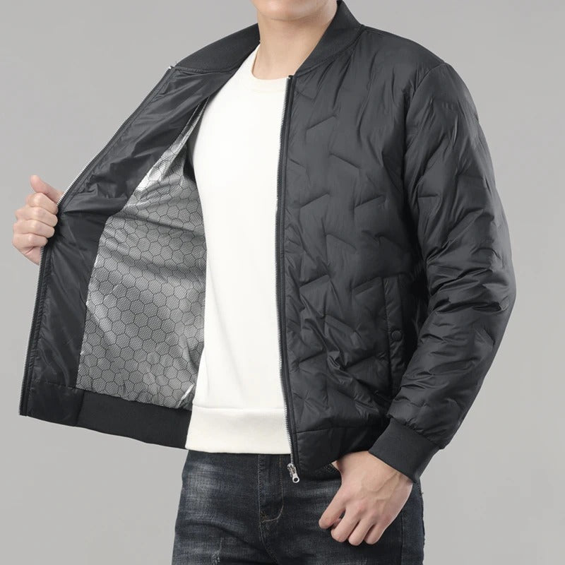 Men’s Winter Down Jacket – Lightweight Duck Down Puffer Coat with Stand Collar, Business Casual Style