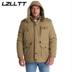 LZLLTT Men’s Winter Parka Jacket – Warm Fleece-Lined Outdoor Cotton Padded Coat