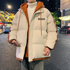 COMXZ 2025 Autumn Winter Men’s Hooded Cotton Jacket – Korean Style Thick Warm Coat