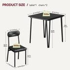 Ensemble table et chaises de salle à manger pour 2 – Table de cuisine carrée et chaises rembourrées (ensemble de 3 pièces)